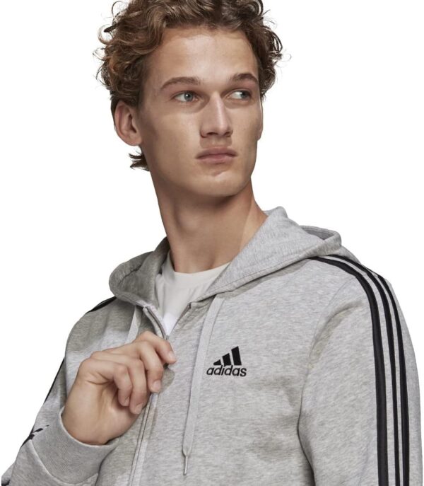 adidas Men’s Essentials French Terry 3-Stripes Full-Zip Hoodie