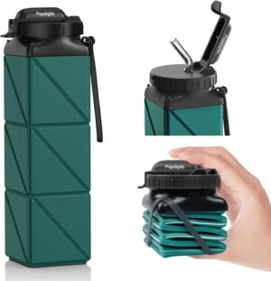 Collapsible Water Bottles 20.6oz Foldable Water Bottle BPA Free Reusable Lightweight…