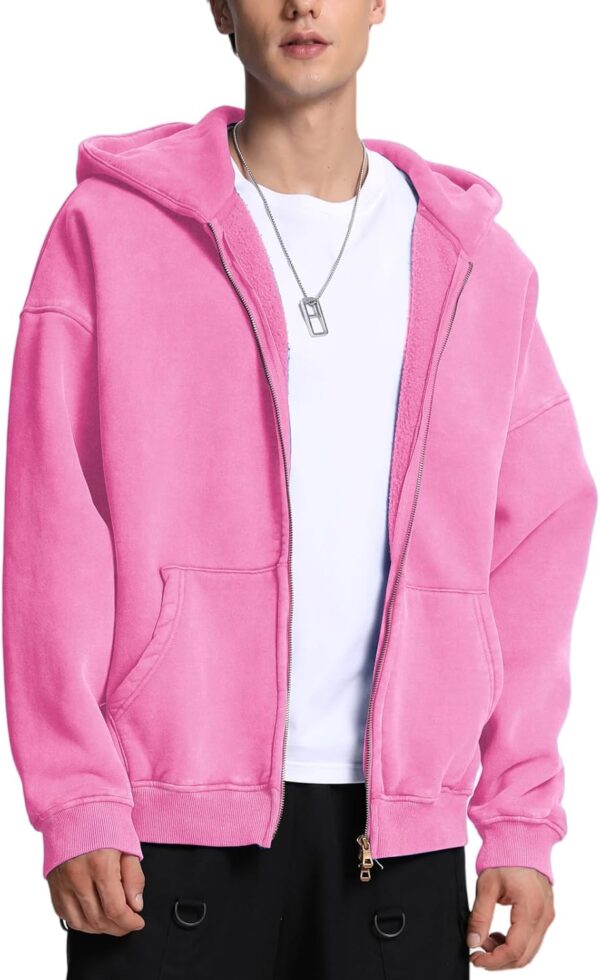 FAIABLE Mens Womens Double Zip Up Hoodie Oversized Acid Wash Hoodies Heavyweight…