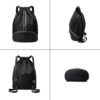 Black Drawstring Gym Bag for Men, Waterproof Drawstring Backpack for Women,…