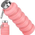 Collapsible Water Bottles, Reuseable BPA Free Silicone Foldable Water Bottle 16oz,...