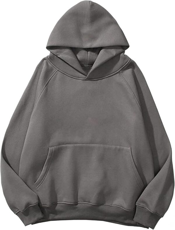 Lauweion Women Solid Basic Fleece Letter Loose Hoodie Sweatshirt Long Sleeve Kangaroo…