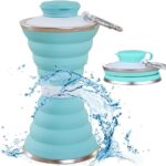 Collapsible Water Bottle, Camping Cup With Carabiner, Reuseable Silicone Foldable Leak...