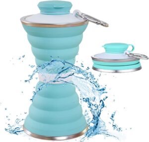 Collapsible Water Bottle, Camping Cup With Carabiner, Reuseable Silicone Foldable Leak…