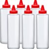 Amazing Abby 16-Ounce Plastic Squeeze Bottles (Set of 6), Reusable Condiment Bottles,…