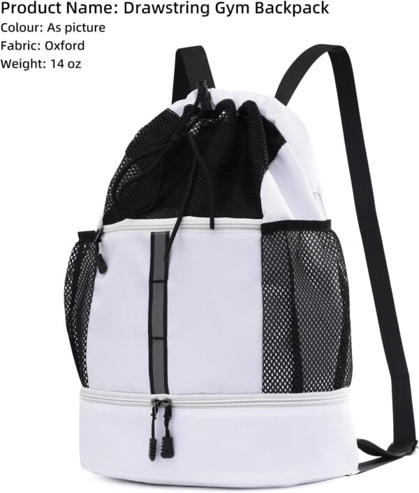 Valleycomfy Drawstring Gym Bag Sports Backpack With Shoe Compartment and…