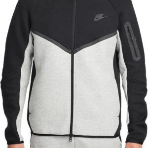 Nike Tech Men’s Full-Zip Windrunner Hoodie (HV0949-011, Black/Dark Grey Heather/Black)