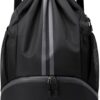 Black Drawstring Gym Bag for Men, Waterproof Drawstring Backpack for Women,...