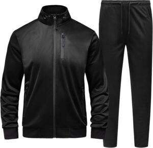 GYMELITE Men’s Athletic Full Zip Tracksuit Set Fashion Workout Sweatsuit Track Long…