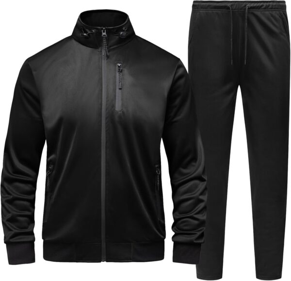 GYMELITE Men’s Athletic Full Zip Tracksuit Set Fashion Workout Sweatsuit Track Long…