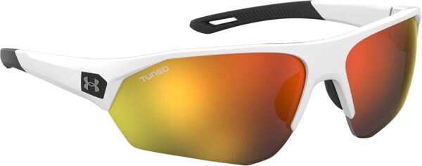 Under Armour Men’s Playmaker Wrap Sunglasses, Matte White/Black, 72mm, 10mm