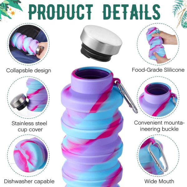 Lallisa 8 Pcs Collapsible Water Bottles Bulk Reusable Silicone Foldable Water Bottles…