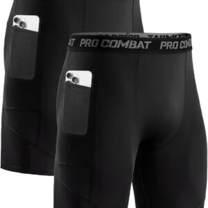 Niksa 1/2 Pack Mens Compression Shorts with Pocket, Performance Spandex Athletic…
