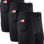 NELEUS Men's 3 Pack Running Compression Shorts with Pockets
