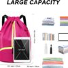 Drawstring Backpack, Waterproof Sports Gym Bag with Shoe Compartment and…
