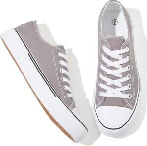 Adokoo Canvas Tennis Shoes for Women Low Top Casual White Black Sneakers for Women…