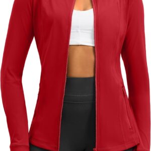 G Gradual Women’s Zip Up Workout Jackets with Pockets Slim Fit Cottony Soft Jacket for…