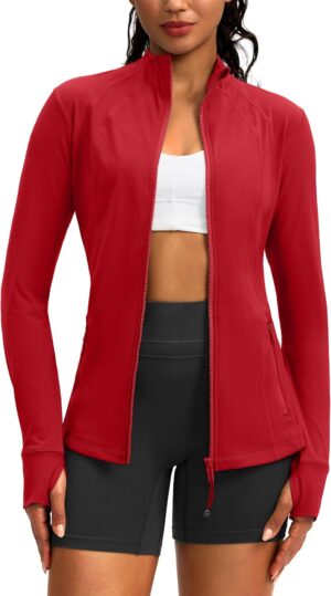 G Gradual Women’s Zip Up Workout Jackets with Pockets Slim Fit Cottony Soft Jacket for…