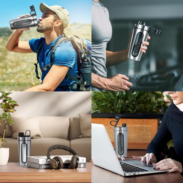 TOOFEEL Shaker Bottles for Protein Mixes 28 oz Stainless Steel Protein Shaker with 2…