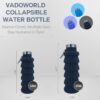 Collapsible Water Bottles 12oz, Odorless BPA-Free Silicone, Leak-Proof Foldable…
