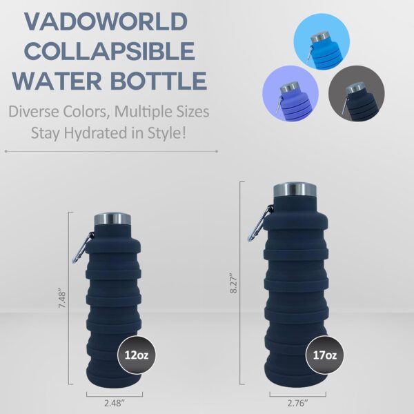 Collapsible Water Bottles 12oz, Odorless BPA-Free Silicone, Leak-Proof Foldable…