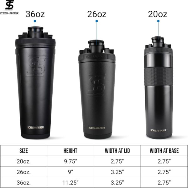 Ice Shaker Insulated Stainless Steel Shaker Bottle | 26oz, Mermaid | Cold for 30+…