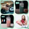 4 Pack 20 oz Glass Tumbler with Silicone Protective Sleeve Iced Coffee Cups with Lids…