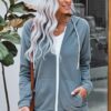 WROLEM Women Casual Full Zip Up Hoodie Comfy Loose Long Sleeve Sweatshirt Solid Color…