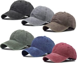 Ultrafun Unisex Vintage Baseball Cap Washed Distressed Plain Blank Baseball Hat…