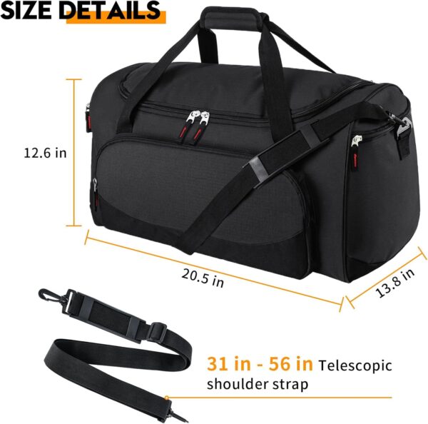 Gym Bag for Men – 55L Black Durable Large Duffle Bag for Travel, Workout,…
