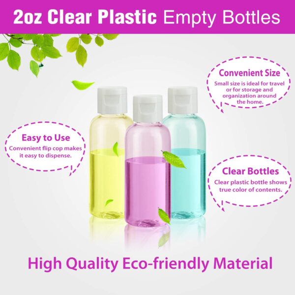 30 Pcs 2 oz Clear Plastic Empty Bottles with Flip Cap for Travel Size Liquids