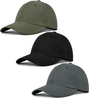3 Pack Unisex Cotton Baseball Cap Adjustable Unconstructed Plain Sport Dad Golf Hat…