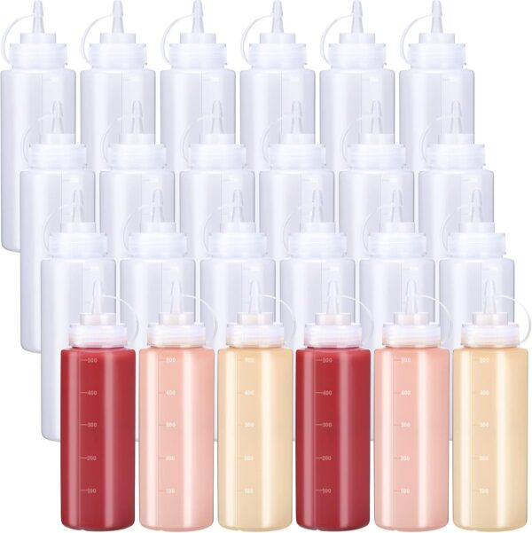 Xinnun 24 Pcs Plastic Condiment Squeeze Bottles Squeeze Leak Proof Multipurpose Squirt…