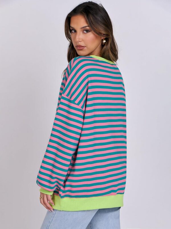 ANRABESS Women Striped Oversized Sweatshirt Crewneck Long Sleeve Shirts Hoodies 2025…