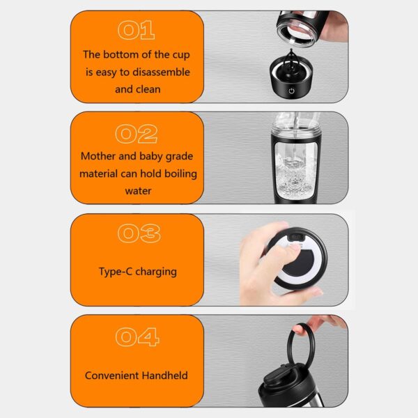 electric protein shaker bottle, Removable electric shaker bottle with USB electric…