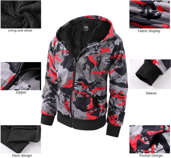 Boy’s Zip Up Hoodie Heavyweight Winter Sweatshirt Fleece Sherpa Lined Warm Jacket