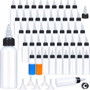 100 Pcs 2 oz Bottles bulk Plastic Squeeze Condiment Travel Hair Oil Applicator Squirt…