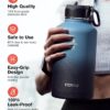Half Gallon Water Bottle Insulated with Straw & 3 Lids, Coolflask 64 oz Water Jug…