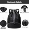 Hoedia Sports Drawstring Backpack – String Swim Gym Bag with Shoes…