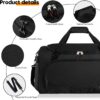 Gym Bag for Men – 55L Black Durable Large Duffle Bag for Travel, Workout,…