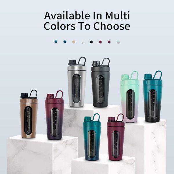 TOOFEEL Shaker Bottles for Protein Mixes 28 oz Stainless Steel Protein Shaker with 2…