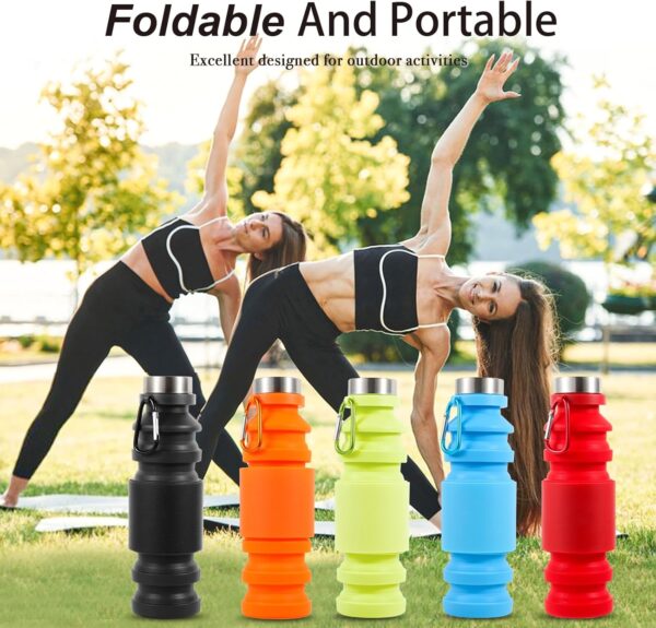 Collapsible Water Bottles Cups – 550ml Reusable BPA Free Silicone Foldable Travel…