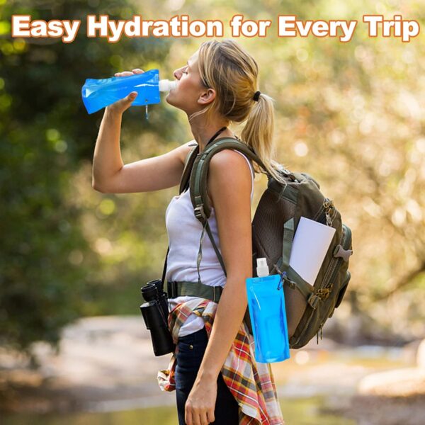 10 Pcs Collapsible Foldable Water Bottle 480ml, Leak Proof with Carabiner, BPA Free,…