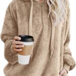 ReachMe Womens Oversized Sherpa Pullover Hoodie with Pockets Fuzzy Fleece Sweatshirt...