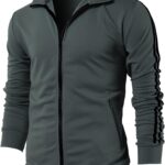 H2H Mens Active Slim Fit Track Lightweight Jacket Zip-up Long Sleeve