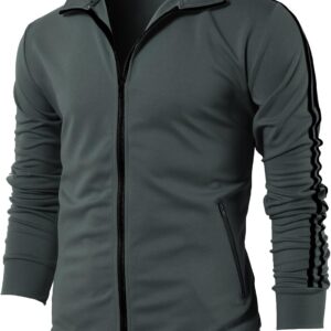 H2H Mens Active Slim Fit Track Lightweight Jacket Zip-up Long Sleeve