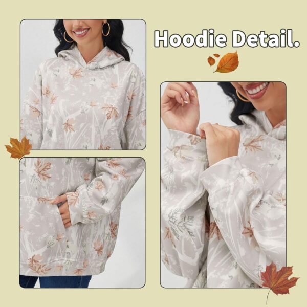 Womens Camo Hoodies Maple Leaf Print Oversized Hooded Sweatshirt Fleece Pullover…