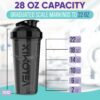 -2 Pack- 28 oz Protein Shaker Bottles for Protein Mixes – 2x Wire Whisk | Leak Proof…