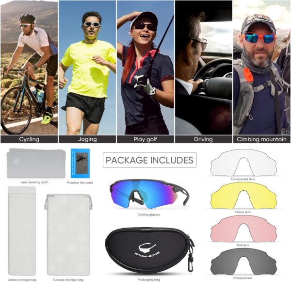 Cycling Glasses, TR90 Unbreakable Frame Polarized Anti-UV400 Sports Sunglasses