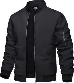 TACVASEN Men’s Bomber Jacket Lightweight Casual Spring Fall Windbreaker Zip Up Coat…